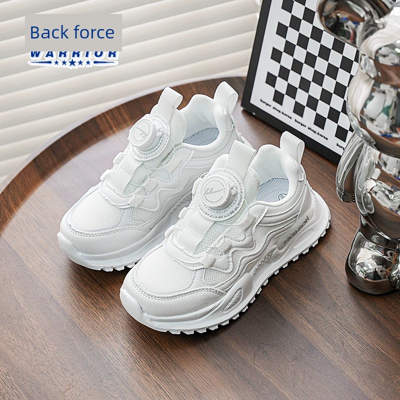 Warrior Kids Campus Rotating Buckle Breathable White Shoes — 2