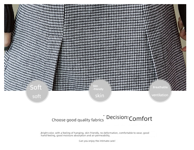 Autumn and winter houndstooth  Vest skirt temperament Wool tailored collar