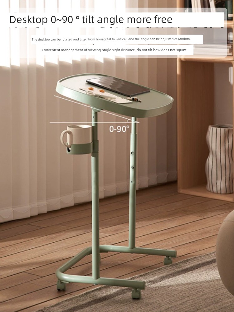 北歐風升降摺疊電腦桌 可移動帶輪臥室書桌 沙發邊幾