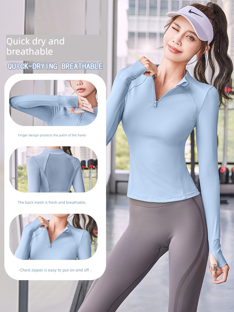 female autumn new pattern Show thin Half zipper Long sleeve Yoga clothes
