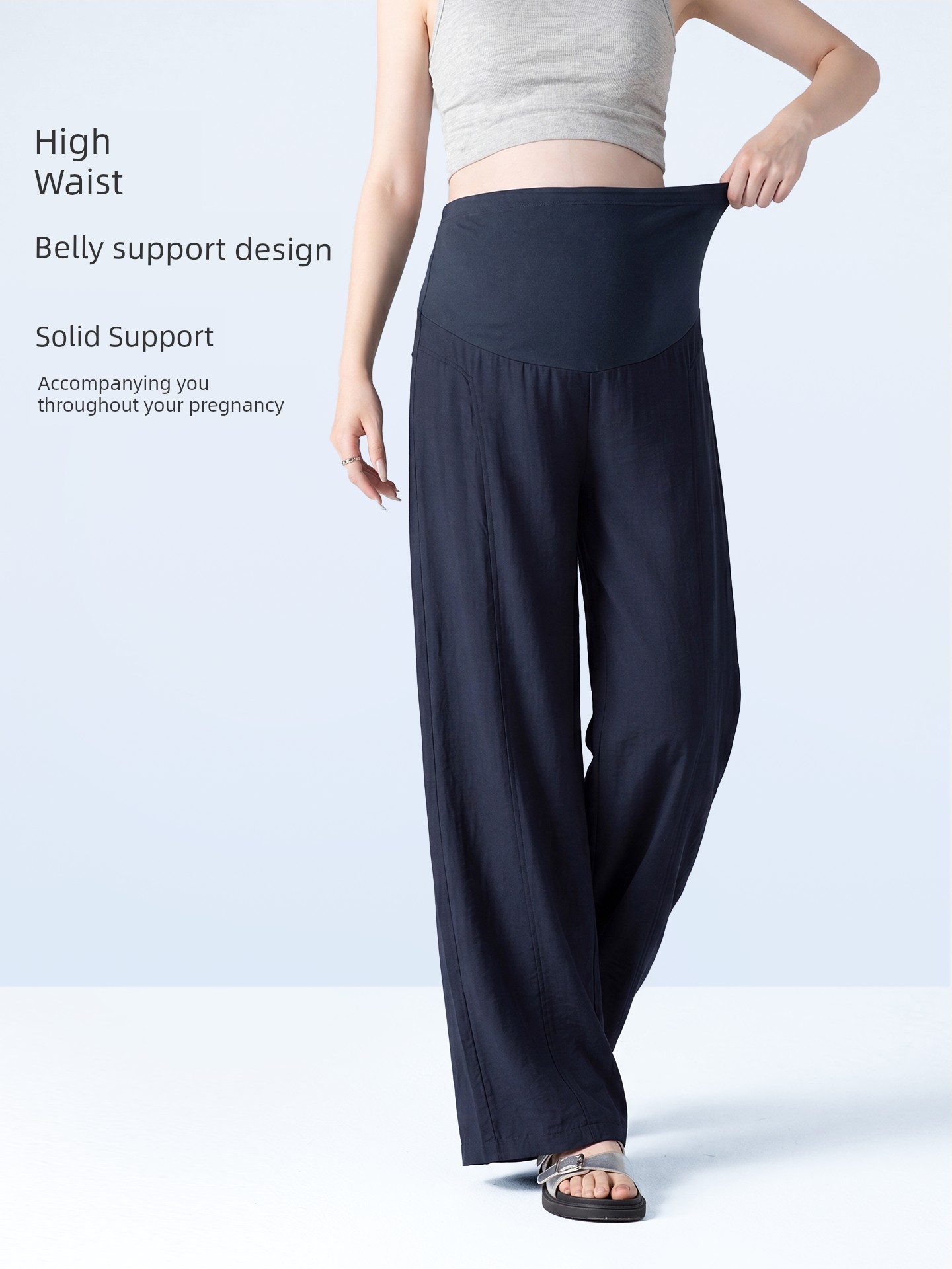 Jq Jingqi Maternity Pants for Spring and Summer, New Style Linen Thin Wide-Leg Pants That Don'T Tighten Around the Belly during Pregnancy — 5
