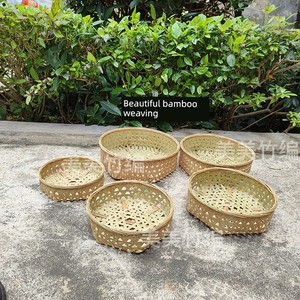 Handmade Hexagonal Bamboo Basket Sieve, Pure Green, Healthy, Eco-Friendly Vegetable Cake Basket, Fruit Storage Basket, E