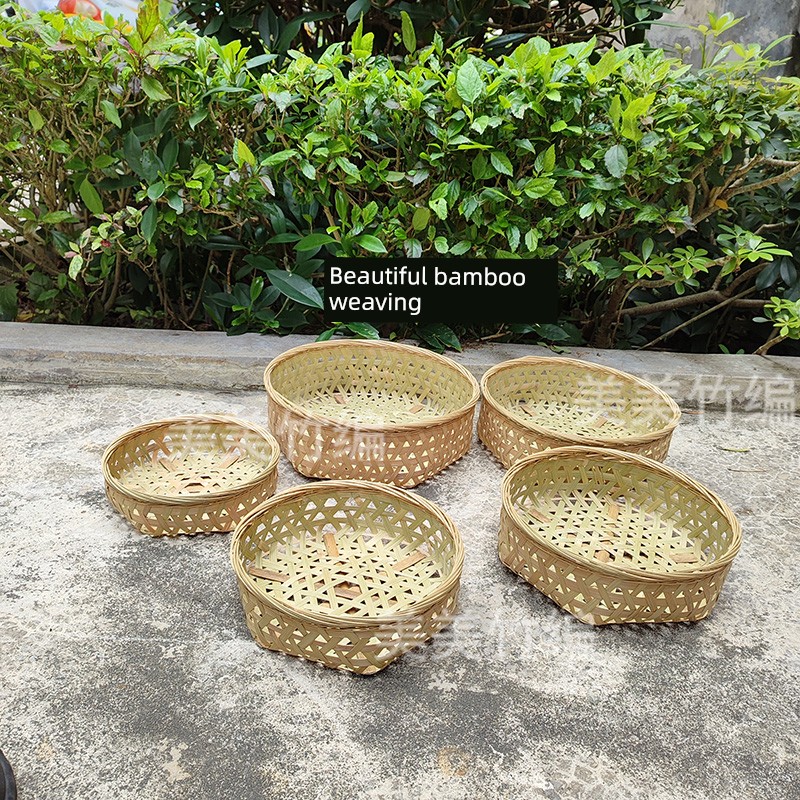 Handmade Hexagonal Bamboo Basket Sieve, Pure Green, Healthy, Eco-Friendly Vegetable Cake Basket, Fruit Storage Basket, Egg Basket