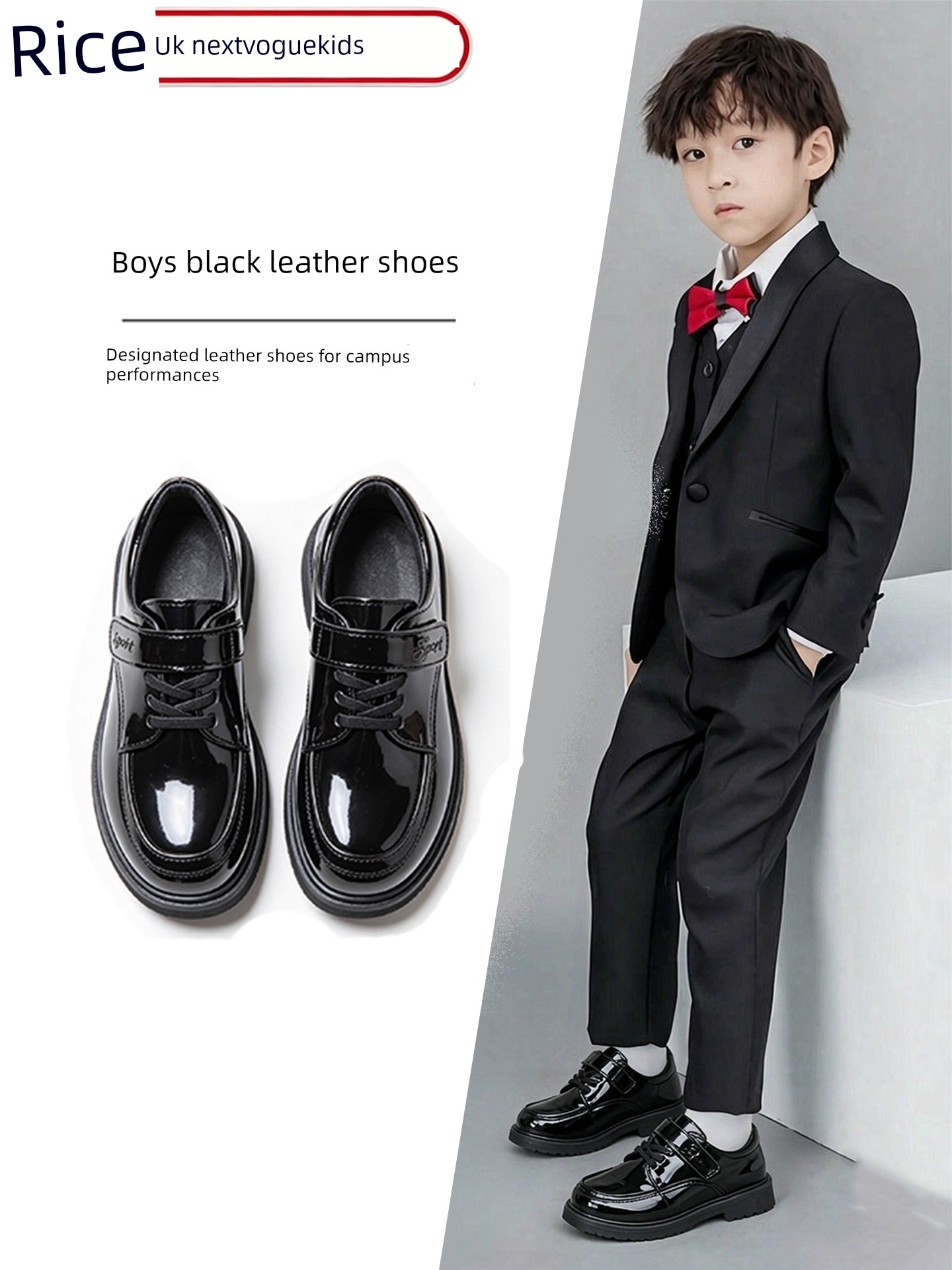 Boys' Black Leather Performance Shoes, Children's 2026 New Model, Comfortable Host-Style Shoes for Boys, Stylish and Comfortable for Long Standing
