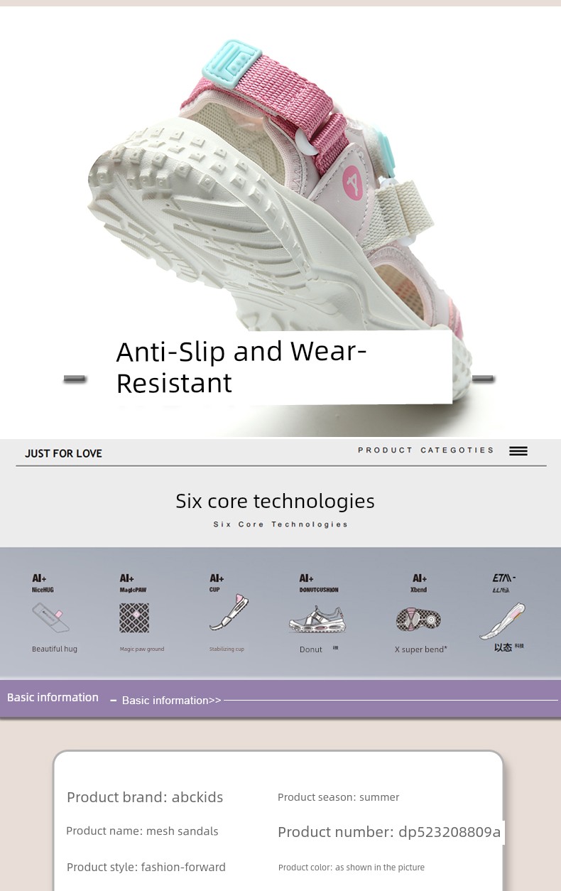Abckids Kidsren's Shoes, Girls' Summer Sandals, 2026 New Kidsren's Hiking Shoes, Girls' Sports Soft-Soled Beach Shoes — 3