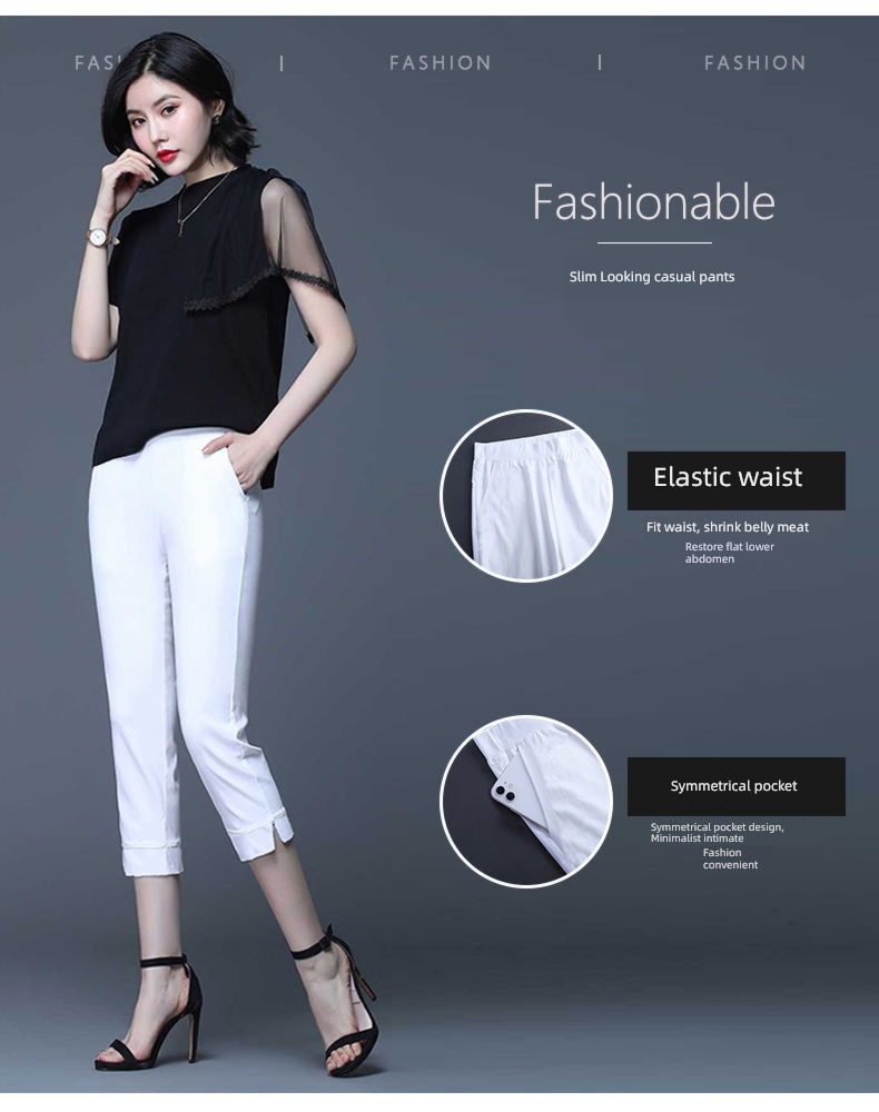 Show thin Foot mouth Fork Korean version Straight cylinder leisure time Cropped Trousers