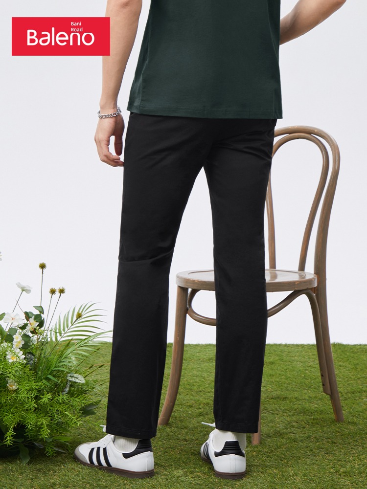 Benny Road spring khaki pure cotton Broad leg Casual pants