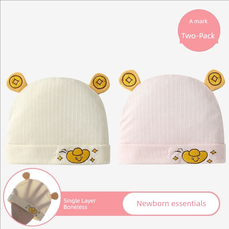 0-6 Months Baby Hat, Summer Thin Style, Single-Layer, Class A, Seamless, Lightweight, Breathable, Newborn Baby Fontanelle Protection Cap — 5