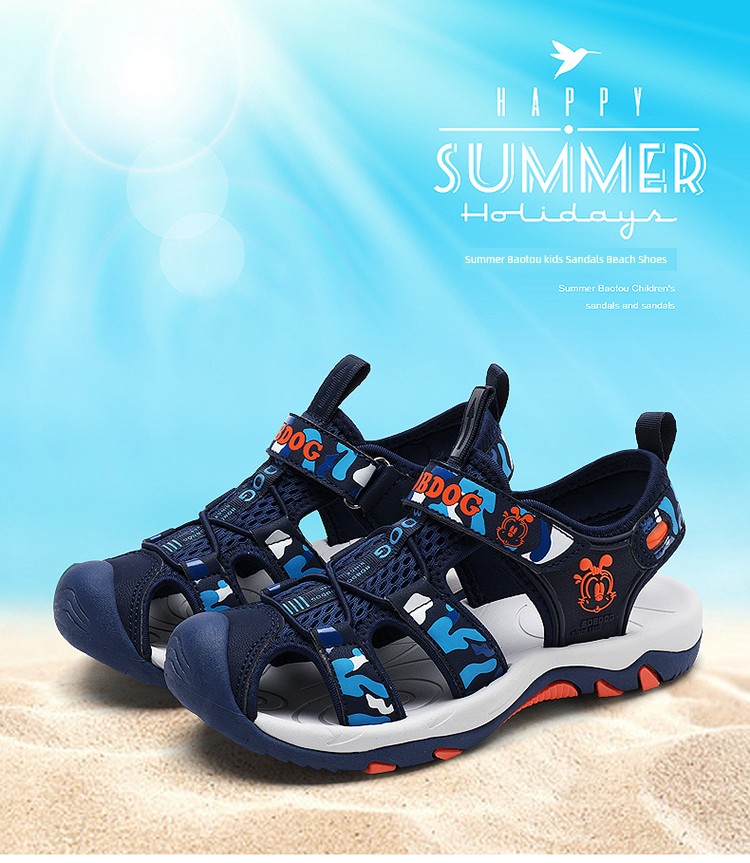 Bobdog Sandals Summer Kids Casual Beach Shoes Boys Toe Box Soft Bottom Non Slip Boys Medium and Large Children's Shoes — 1