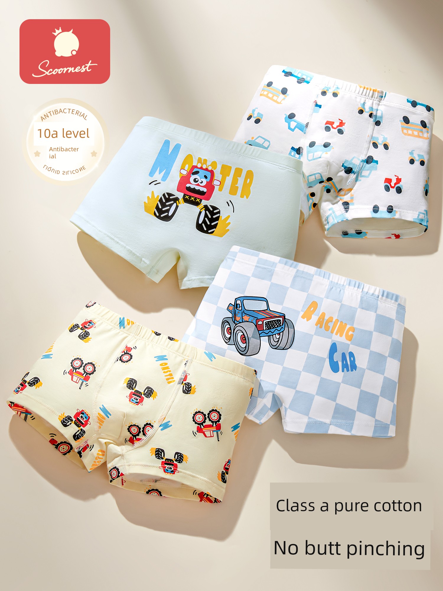 Kechao Boys' Underwear Children's Pure Cotton Boxer Shorts Baby A-Class Infant Toddler Small Children Big Children Boys' All-Cotton