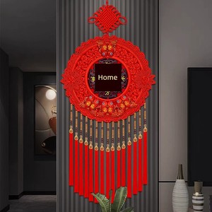 Red Large Peach Wood Corridor Entry Door Chinese Knot