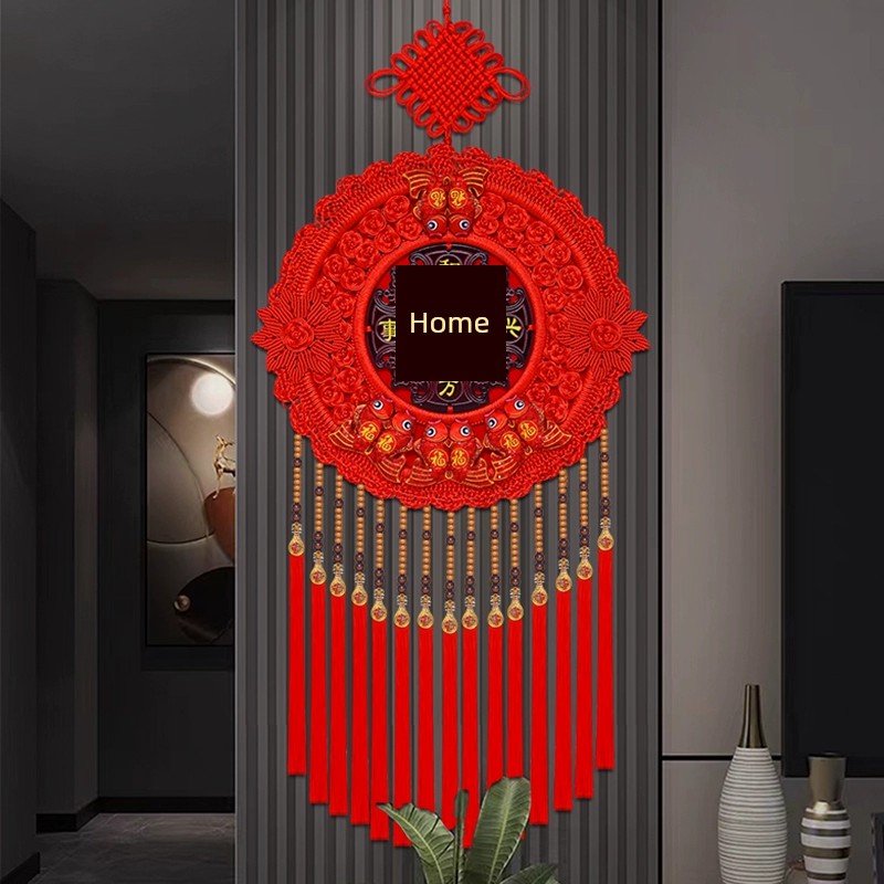 Red Large Peach Wood Corridor Entry Door Chinese Knot