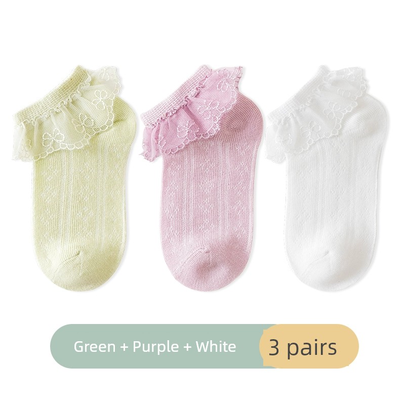 Summer Thin Girl Princess Lace White Socks — 6