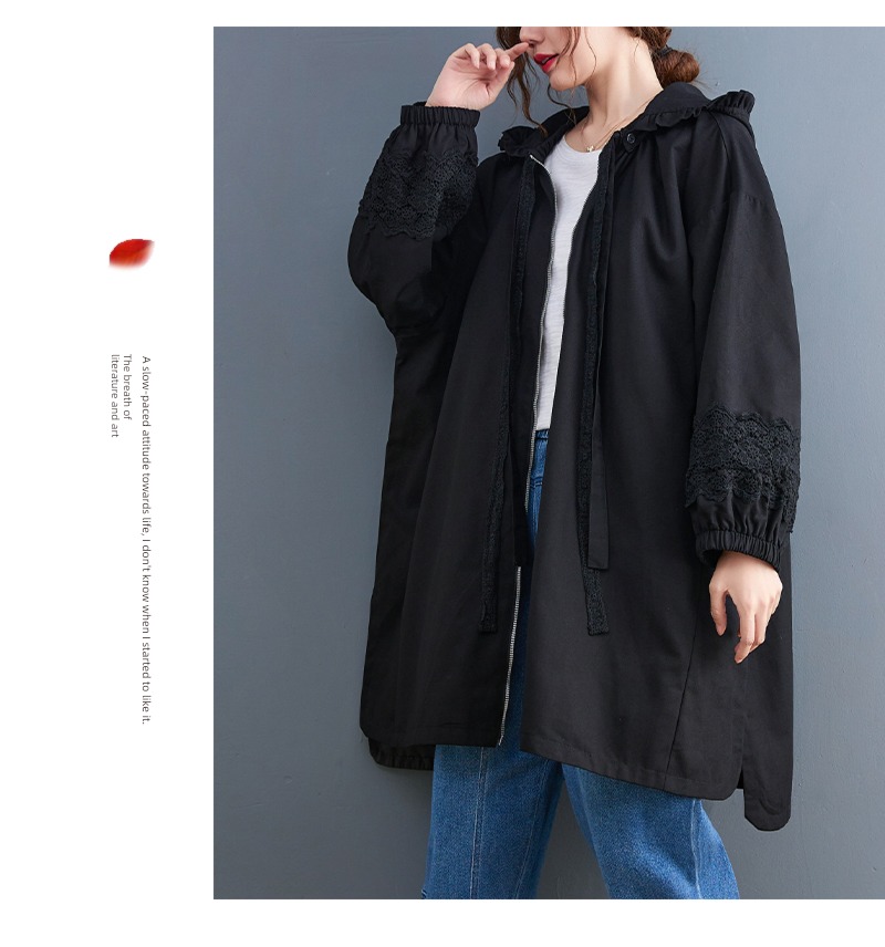 loose coat female Fat mm leisure time Medium and long term Windbreaker loose coat