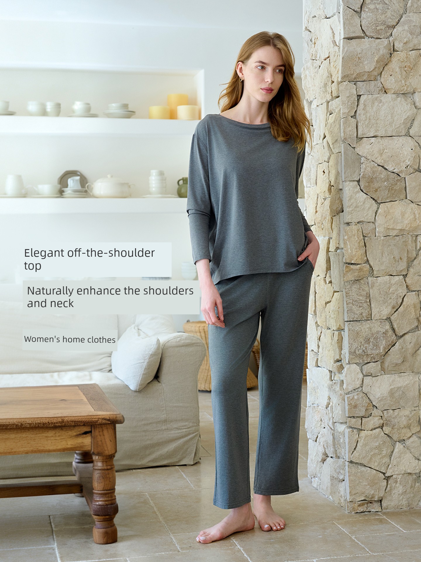 Women's Bamboo Fiber Spring and Autumn Leggings Home Wear