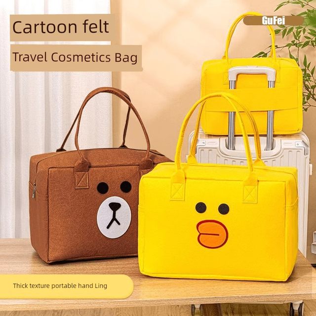 Cartoon bag travel bag storage handbag large capacity children's duffle bag trolley bag luggage felt bag lightweight
