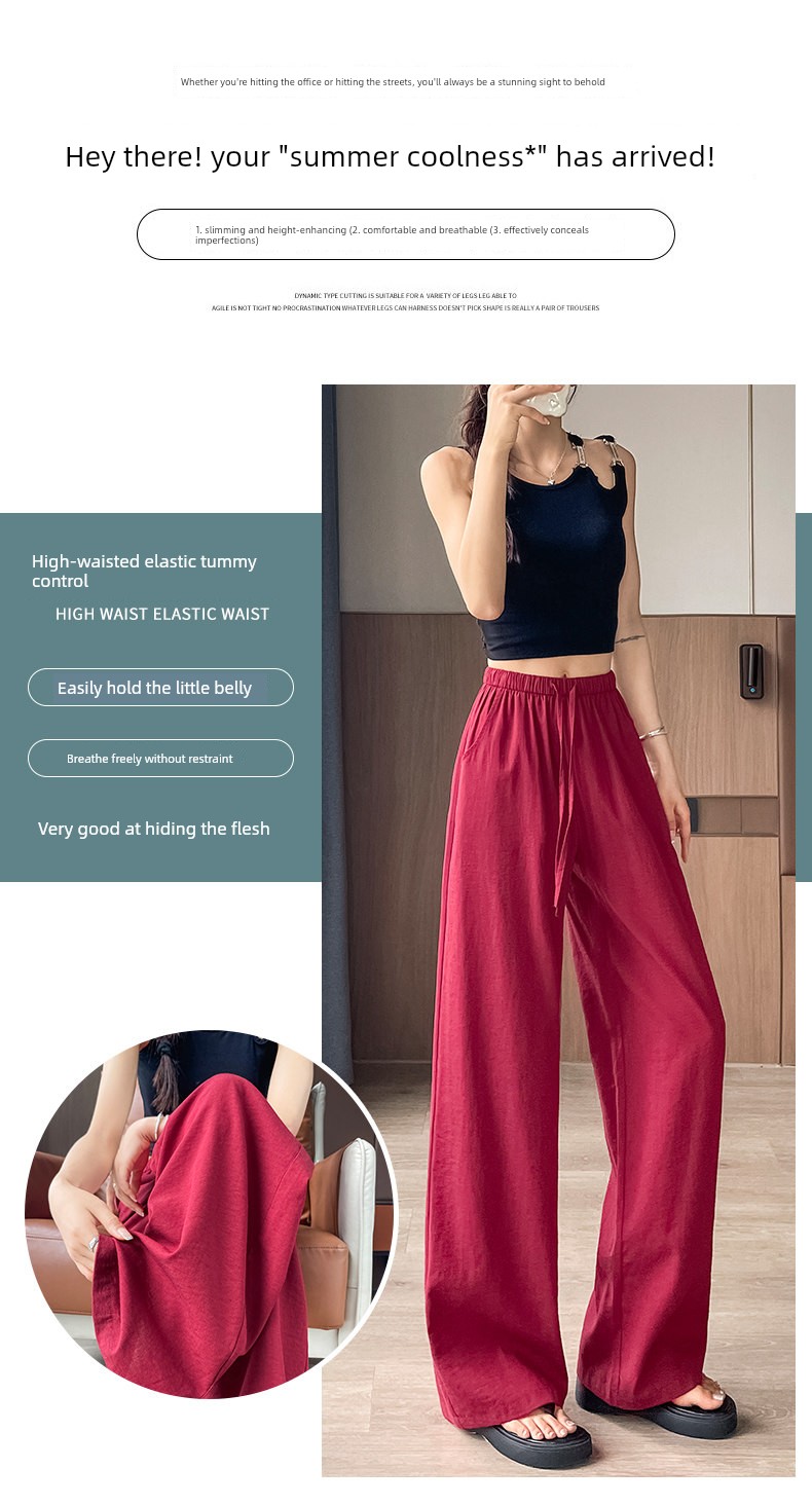 Tall Women's Maternity Pants, Cotton-Linen Wide-Leg Pants, Summer Casual Linen Long Pants, Thin Summer Yamamoto Pants for Women — 7