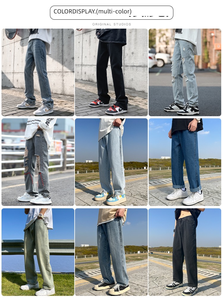 High street Plush washing Spring and Autumn Men's style Jeans
