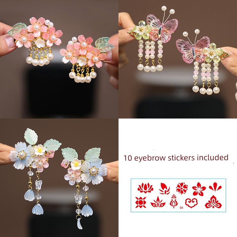 Mid-Autumn Festival Hanfu Hair Accessories for Babies, Chinese Style Super Fairy Butterfly Hair Clips for Little Girls, Ancient Style Super Fairy Hair — 3