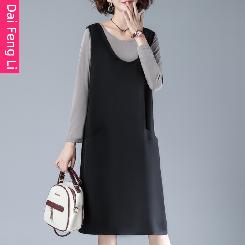 ma'am leisure time spring and autumn Big size easy fashion Dress