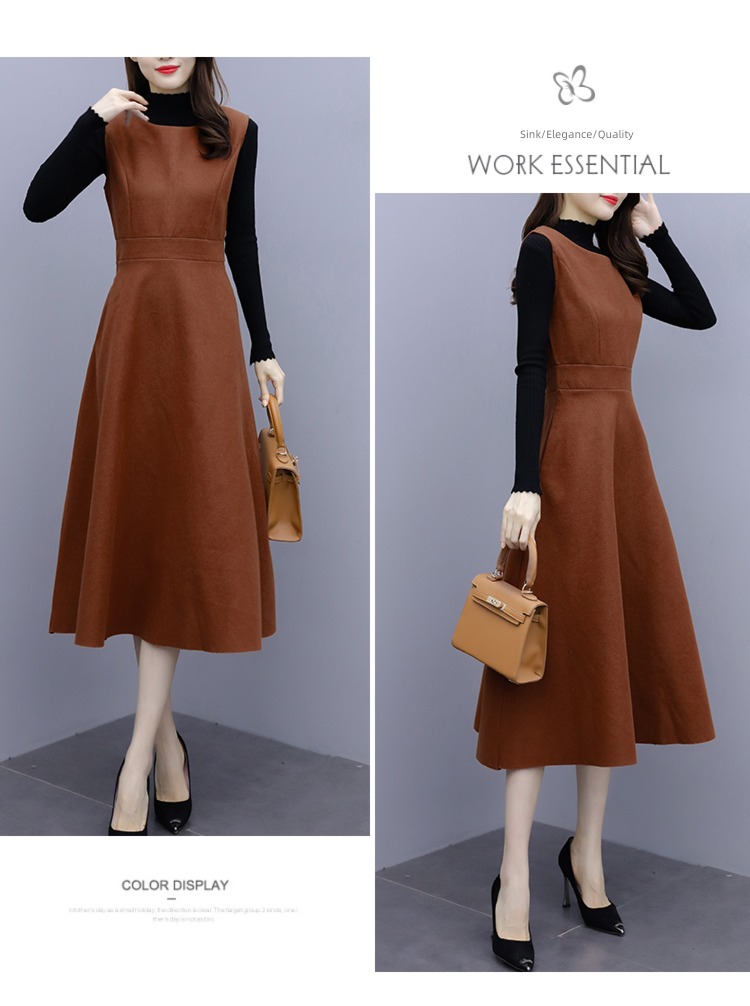 French Wool Undershirt Long sleeve Two piece suit straps