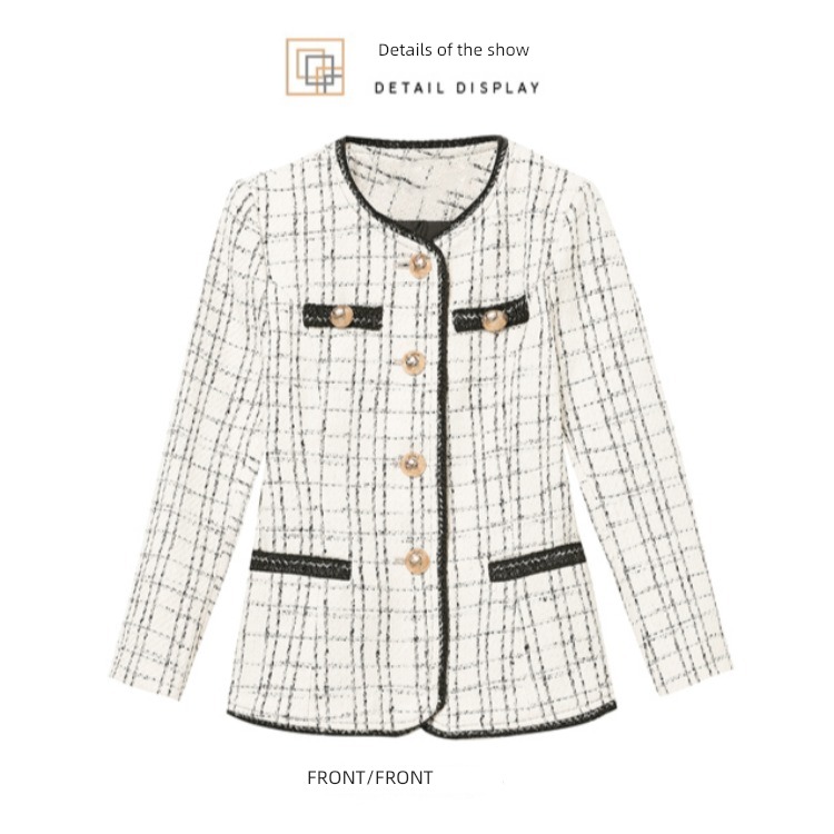 Little fragrance mom Coarse flower Wool short coat suit