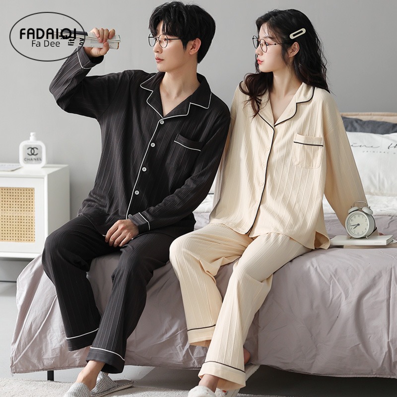 Buy 1 Get 1 FREE pure cotton female leisure time man lovers pajamas