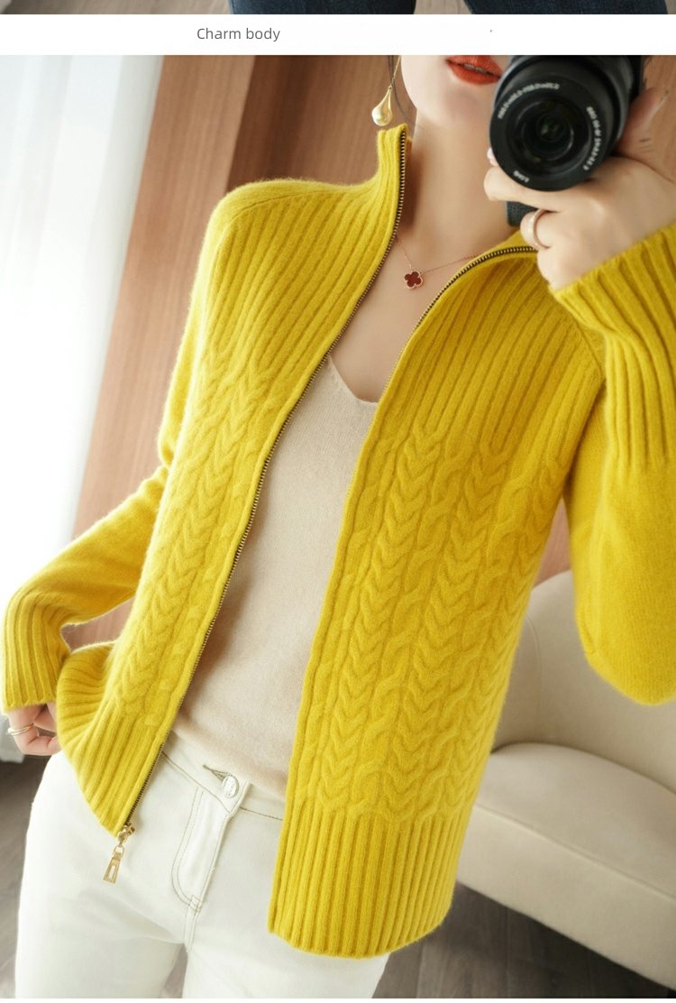 easy Women's wear zipper sweater loose coat knitting Cardigan
