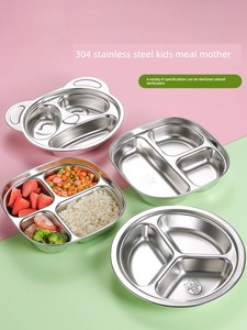 Children's Dinner Plate Cartoon Drop-Resistant Thickened Student Stainless Steel