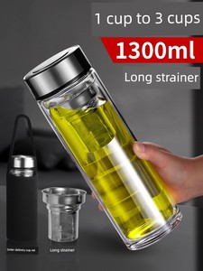 Single and Double Layer Glass Large Capacity Water Cup Men's 2025 New arrival Tea Cup Tea Separation Cup with Lid Borosi