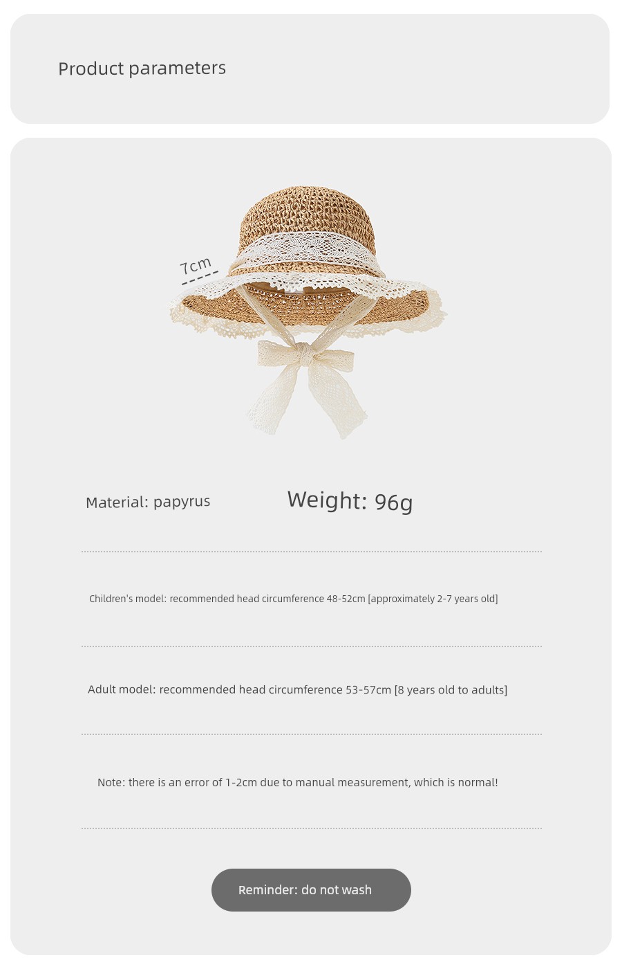 Girls' Straw Hats, Kidsren's Hats, Summer Hand-Knitted Baby Sun Protection Hats, Sun Hats, Lace-Edged Beach Hats, Family Matching Hats — 2