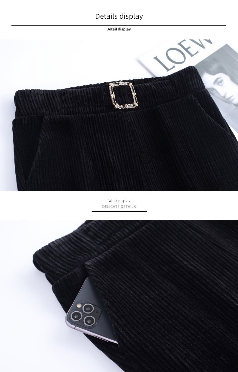 High waist Self-cultivation Show thin Sagging sensation Velvet leisure time Flared trousers