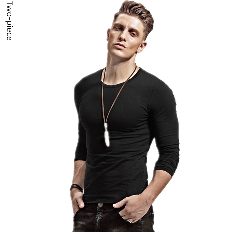 man Inner lap Tight fitting elastic force Autumn clothes Long sleeve T-shirt