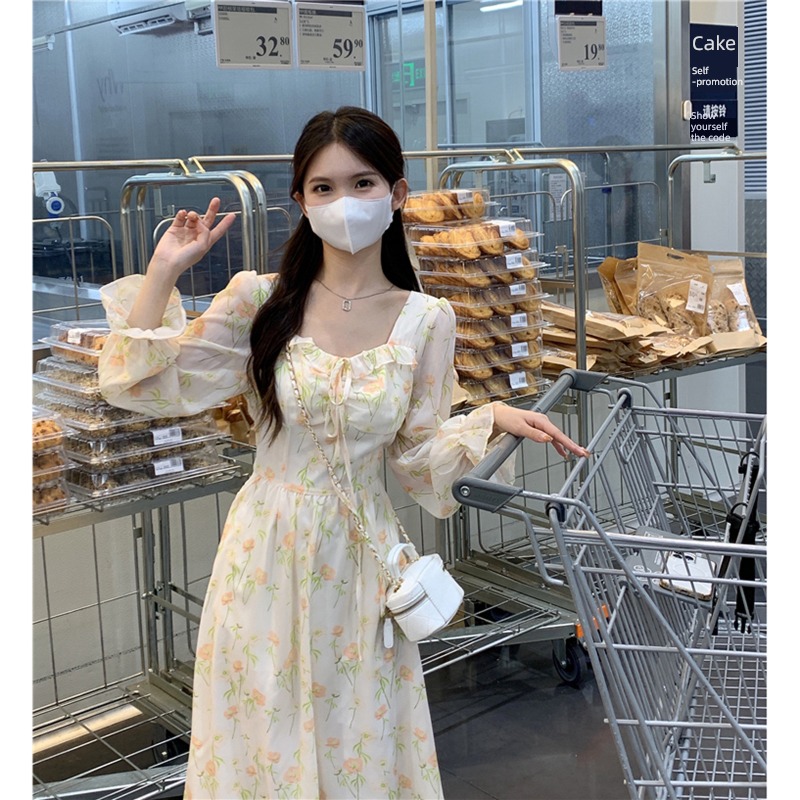tender Tea break type Sense of design temperament Long sleeve Dress