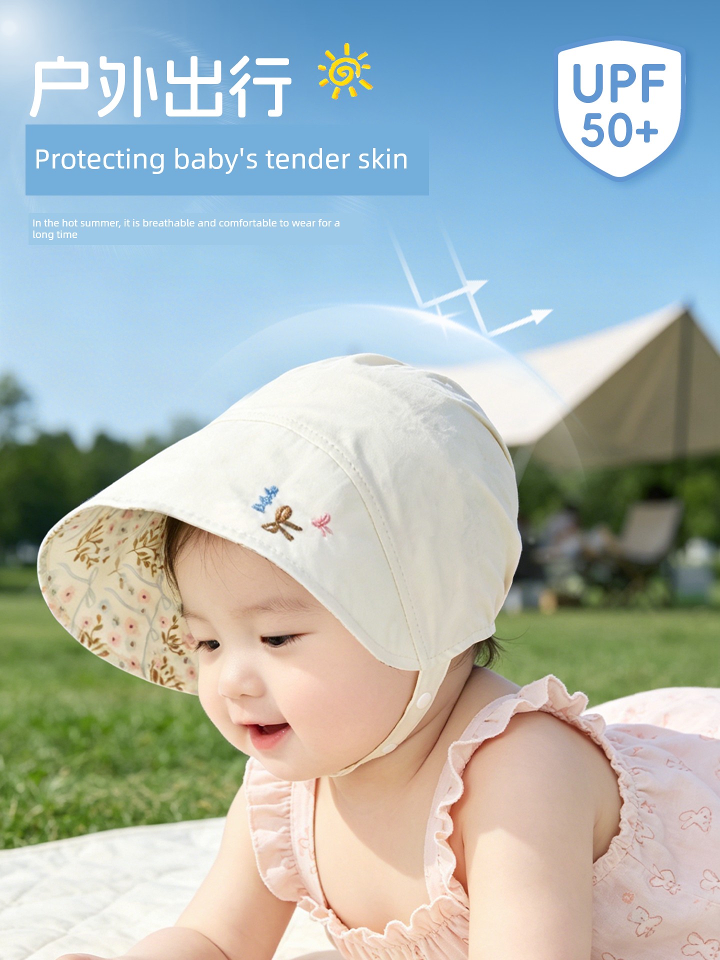 Baby Hat Summer Thin Sun Protection Hat Class a Pure Cotton Children's Sunshade Hat for Boys and Girls Newborns and Infants for Outdoor Use — 2