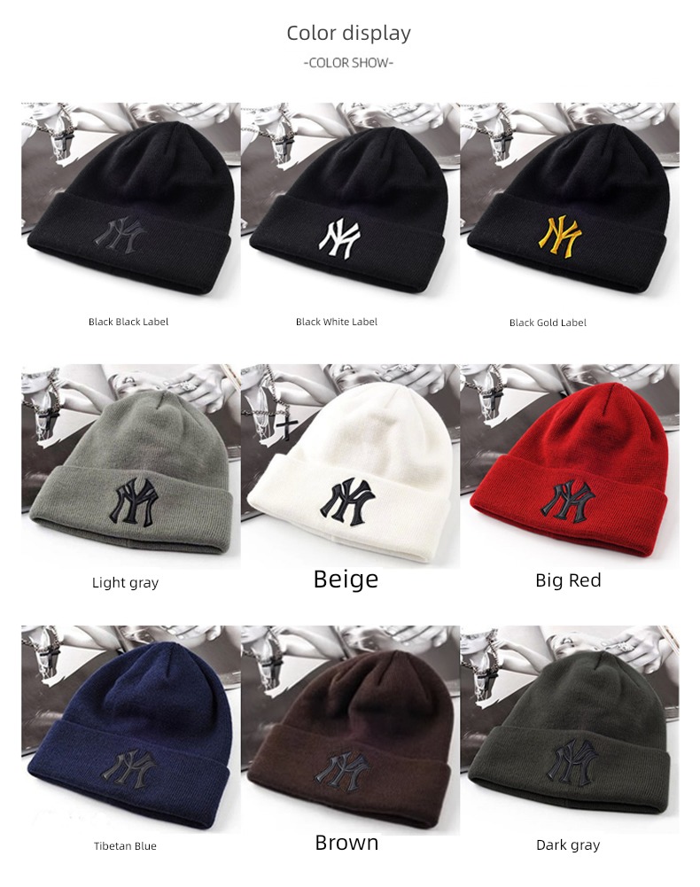 winter Men's style letter grey Plush female woolen hat