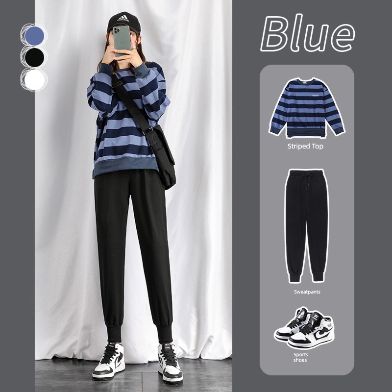 Tie one's feet spring and autumn Fat mm Show thin Big size leisure time Sports pants
