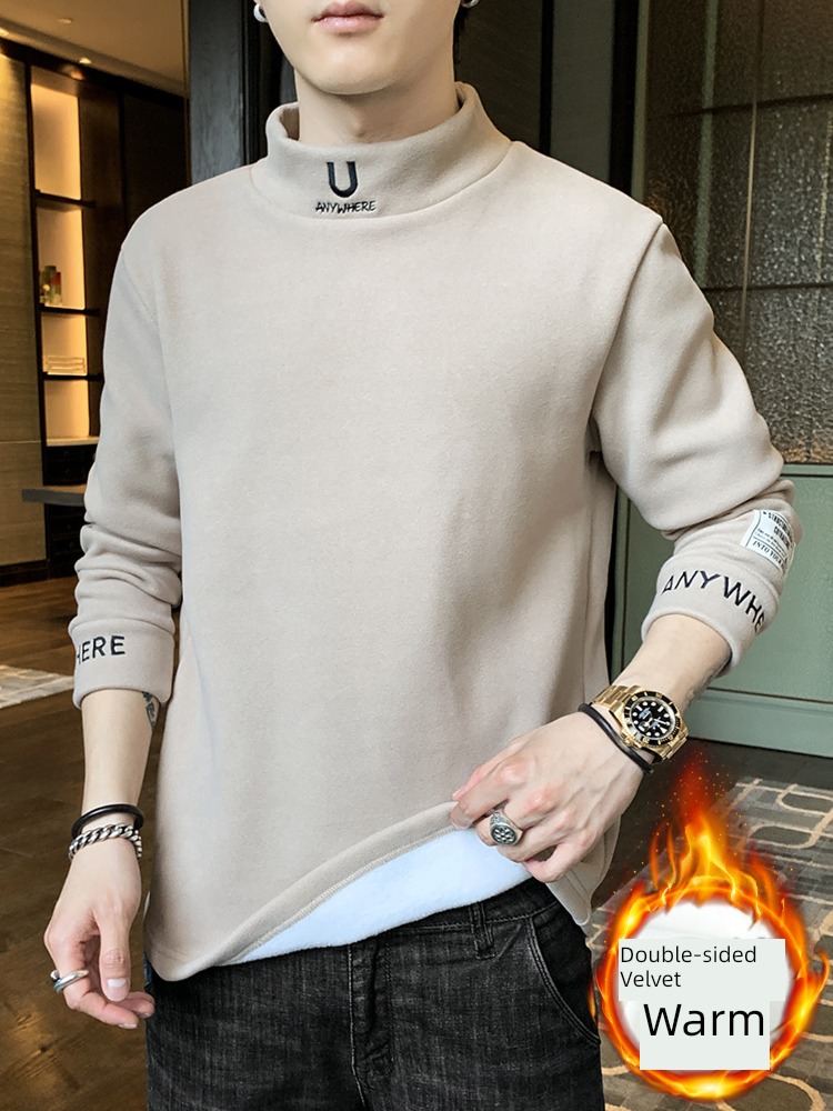 tide man Long sleeve Autumn and winter Plush keep warm Undershirt