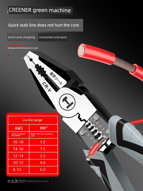Green Forest Vise Electrician Multifunctional Universal Steel Wire Clip Hardware Tools Collection Point-nosed Pliers