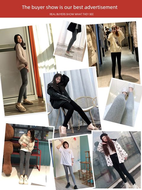 Leggings for women wearing spring and autumn thin large size gray cotton high waist tight slim autumn pants for nine-point feet trousers
