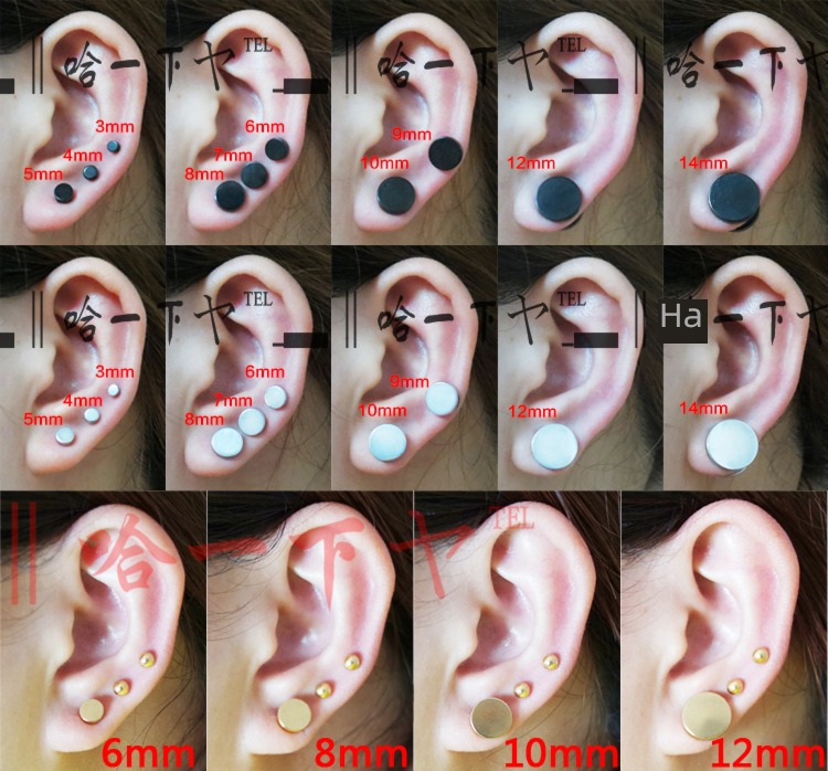 Trendy man Titanium steel Pure black personality Chen Weiting Ear Studs