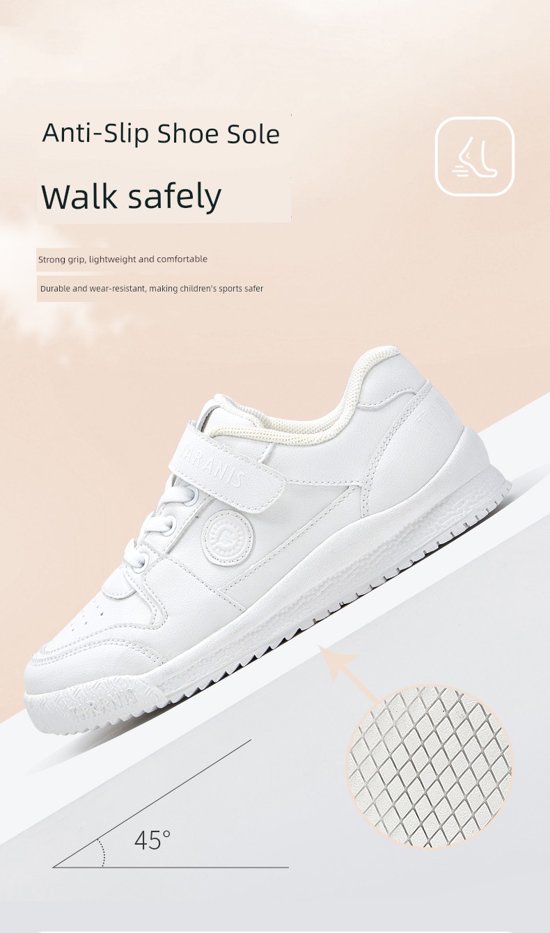 Tyrannis Kidsren's White Sports Shoes for Boys and Girls, Lightweight White Shoes for Campus, Versatile Casual White Sneakers — 5