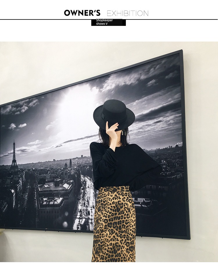 Leopard Print skirt Spring  sexy Medium length Suede