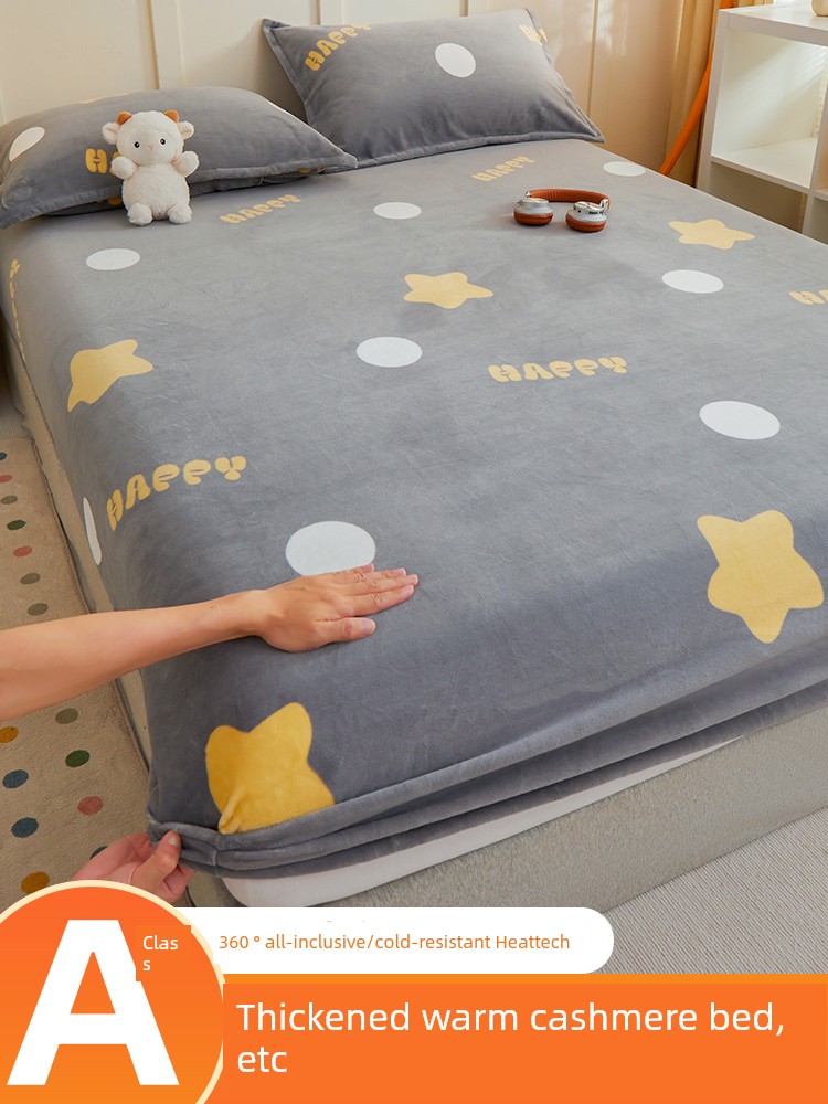 2025 New Coral Velvet Fitted Sheet Single Piece Winter Bed Cover Milk Velvet Flannel Mattress Protector Sheet Set