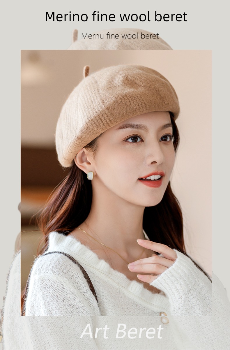 Wool knitting Autumn and winter female solar system customized beret