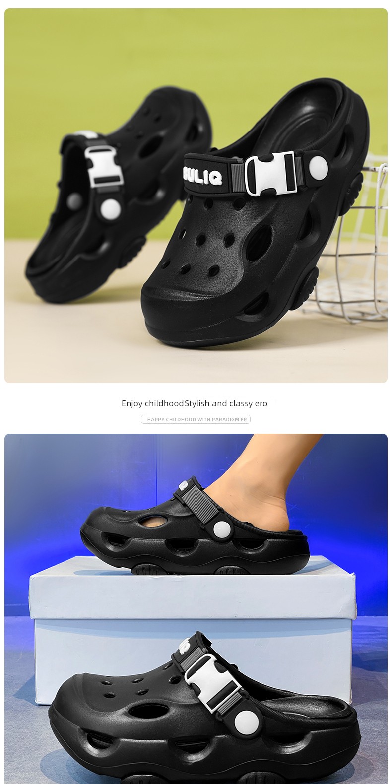 Boys' Summer Slippers, Children's Clogs, Big Kids' Soft-Soled Non-Slip Beach Shoes, Outdoor Dual-Use Boys' Closed-Toe Sandals — 21