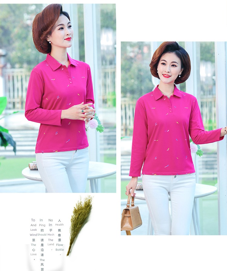 ma'am printing Autumn  Collar Undershirt Long sleeve T-shirt