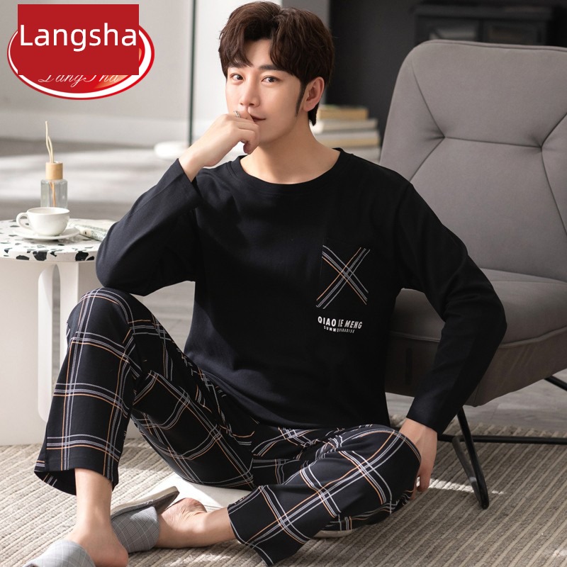 Ronsa man pure cotton Big size teenagers Autumn and winter pajamas