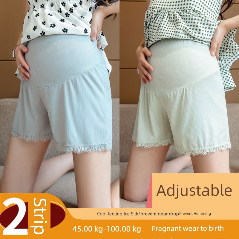 Ice Silk Shorts Fashion Tape Loose Low Waist Summer Clothes for Pregnant Women — 3