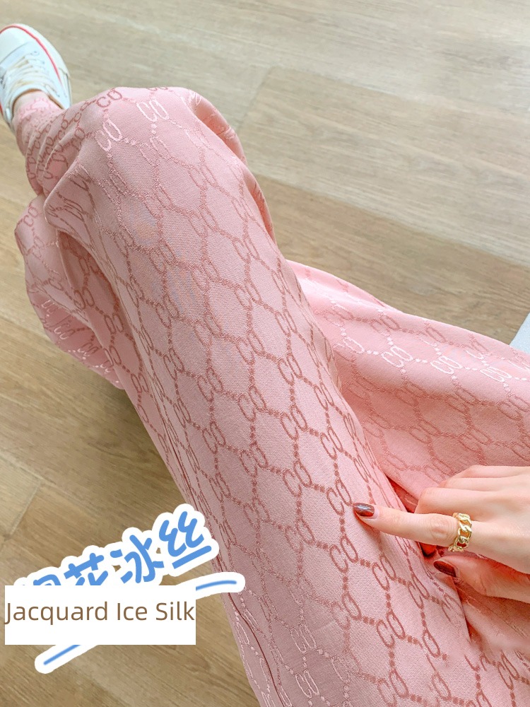 Ice silk Thin money printing Sagging sensation summer Wide leg pants